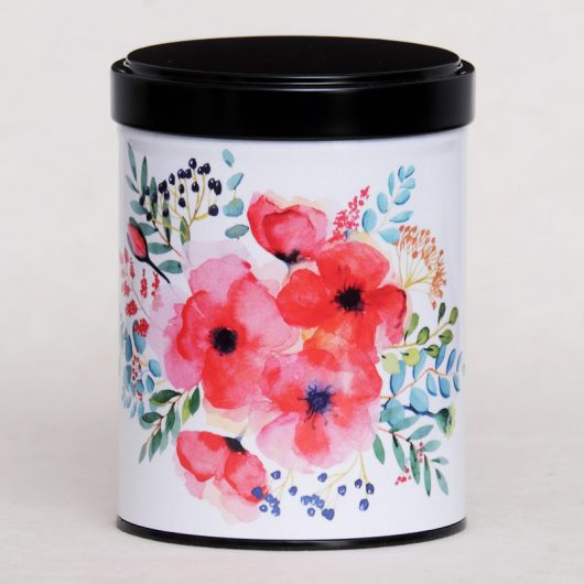 Boîte à thé empilable artisanale illustrée - Bouquet de coquelicots