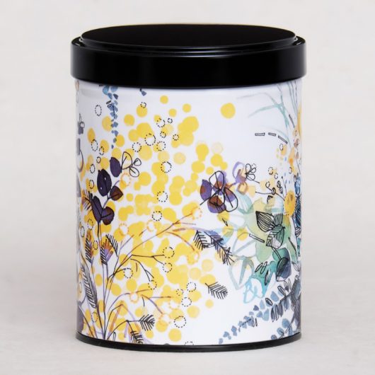Boîte à thé empilable artisanale illustrée - Ode au mimosa