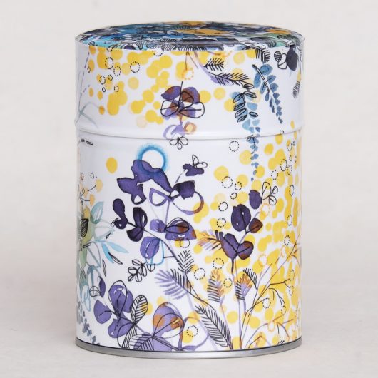 Boîte à thé artisanale illustrée - Ode au mimosa