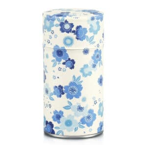 Caja de té washi blanca de 80 g con flores azules