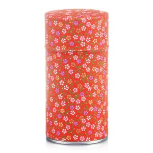 Caja de té washi roja con flores