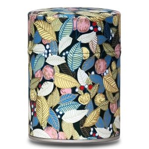 tea caddy with leaves