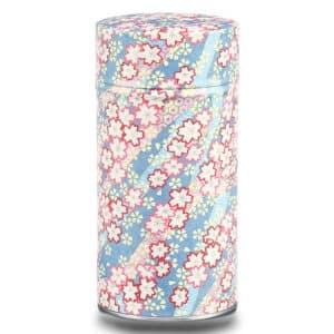 caja de té washi grande azul claro con enredadera de flores
