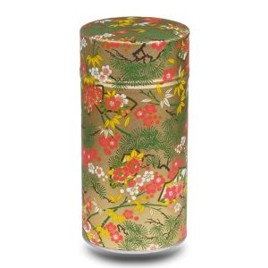 large golden washi box with red flowers
