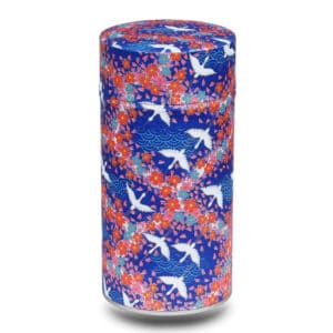 scatola washi grande blu e rosa con gru bianche