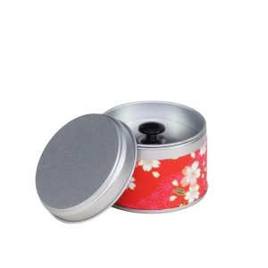 small metal travel tea box covered with washi paper - open