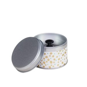 small metal travel tea box covered with washi paper - open