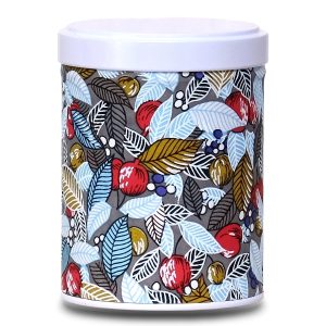 Washi paper tea box with multicolored leaves on a gray background