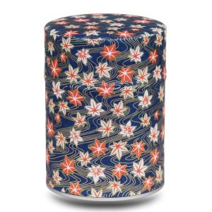 midnight blue tea box with maple leaves
