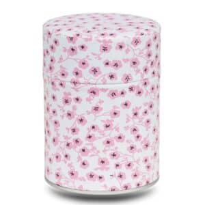 caja de té blanca con flores rosas