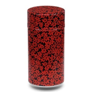 caja washi grande negra con hoja de arce roja