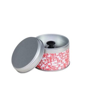 small metal travel tea box covered with washi paper - open
