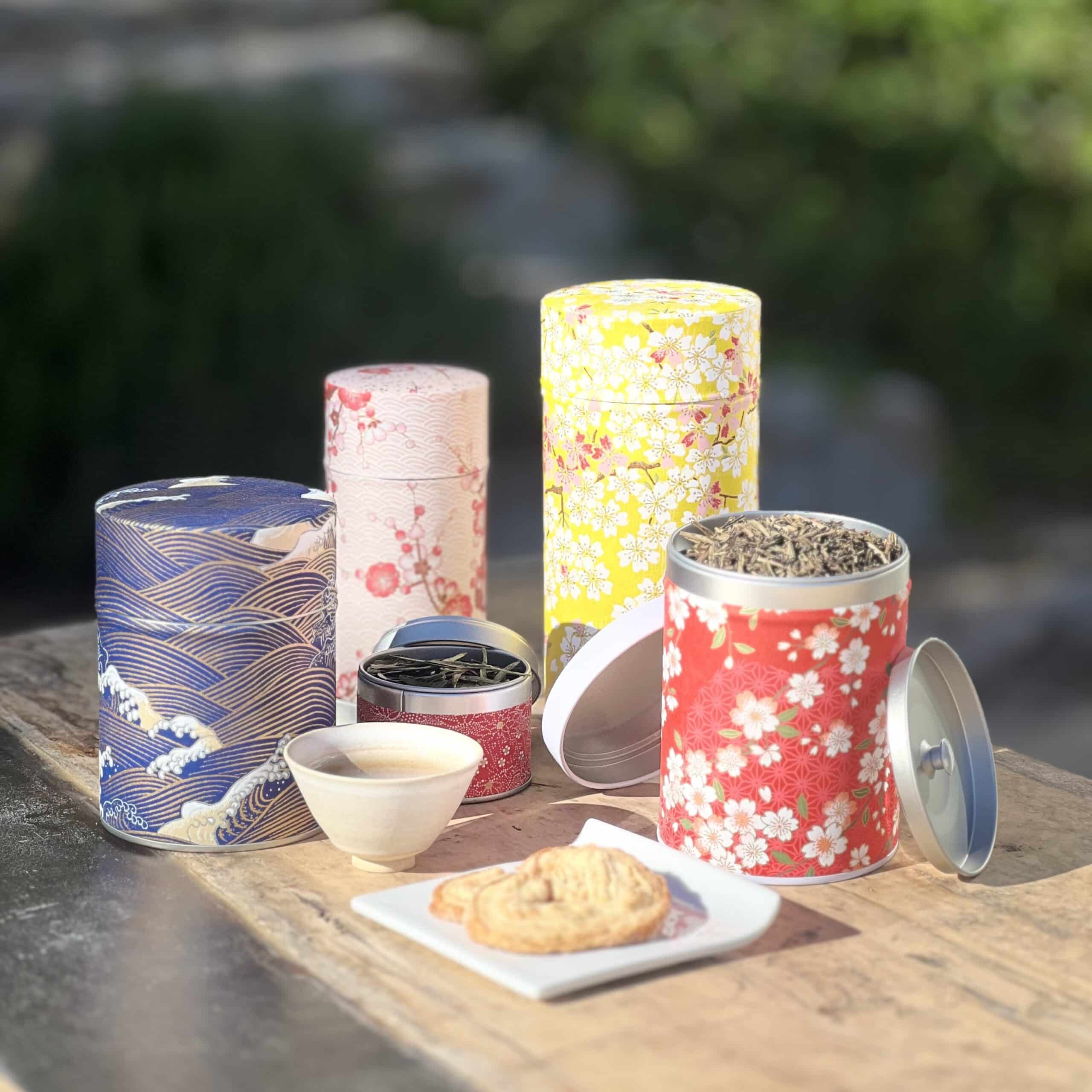 boites à thé métal en papier washi boite à thé en métal recouverte de papier washi japonais