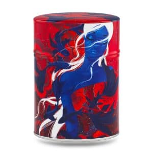 boîte à thé japonaise traditionnelle 100g illustrée Power Fish motif poisson coloré style japonais
