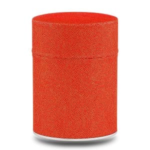 Boite orange avec points dorés