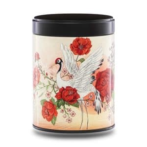 Boîte à thé illustrée empilable – Envol écarlate