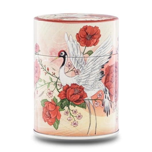 Boîte à thé illustrée traditionnelle – Envol écarlate