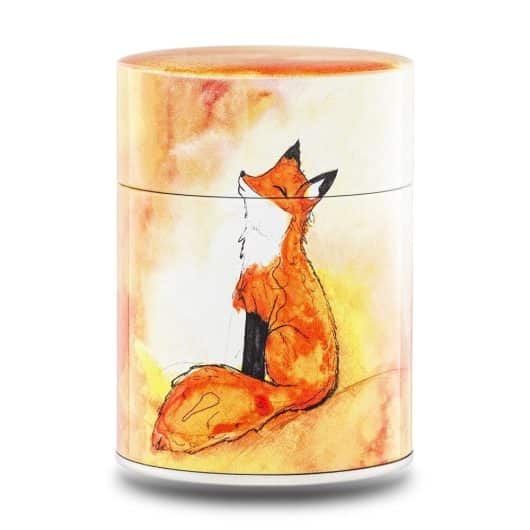 Boîte à thé illustrée traditionnelle – Renard d’or